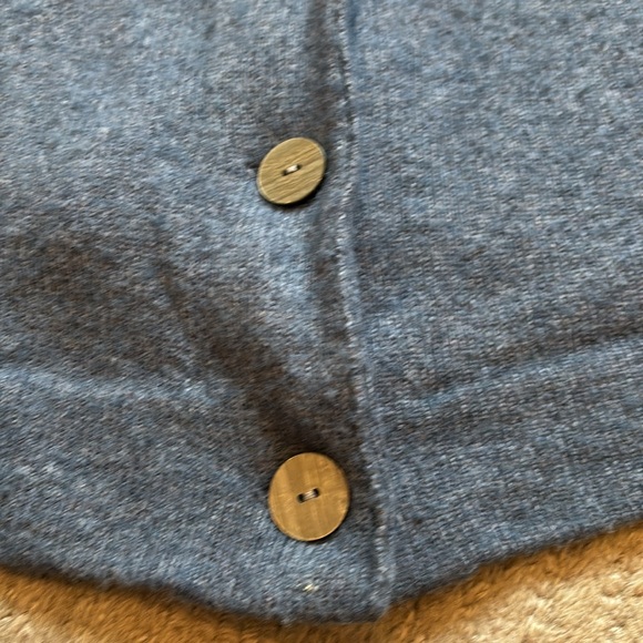 TARNISH O/S Blue Heather Wool Cardigan Button Up Shrug Poncho - Picture 2 of 5